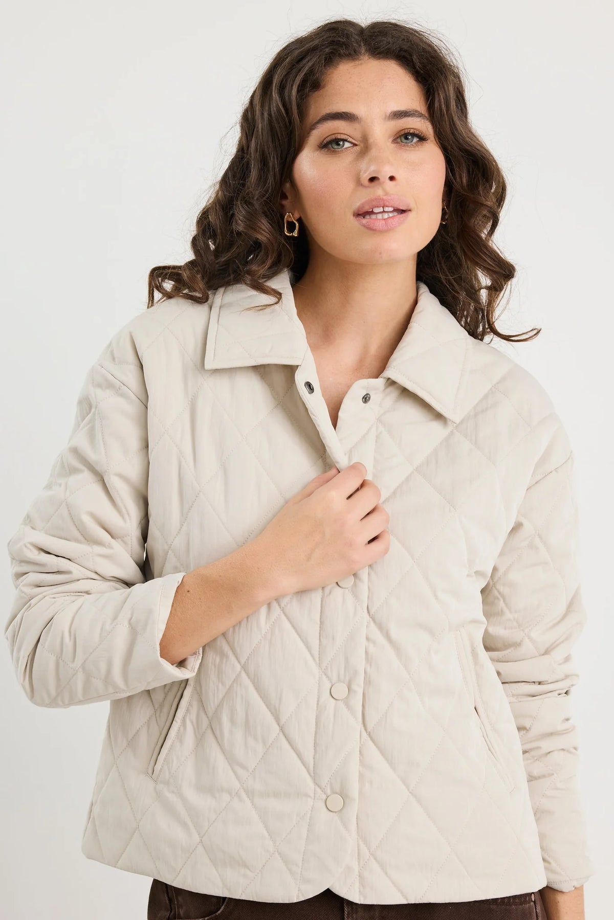 Absolute Putty Collared Quilted Puffer Jacket