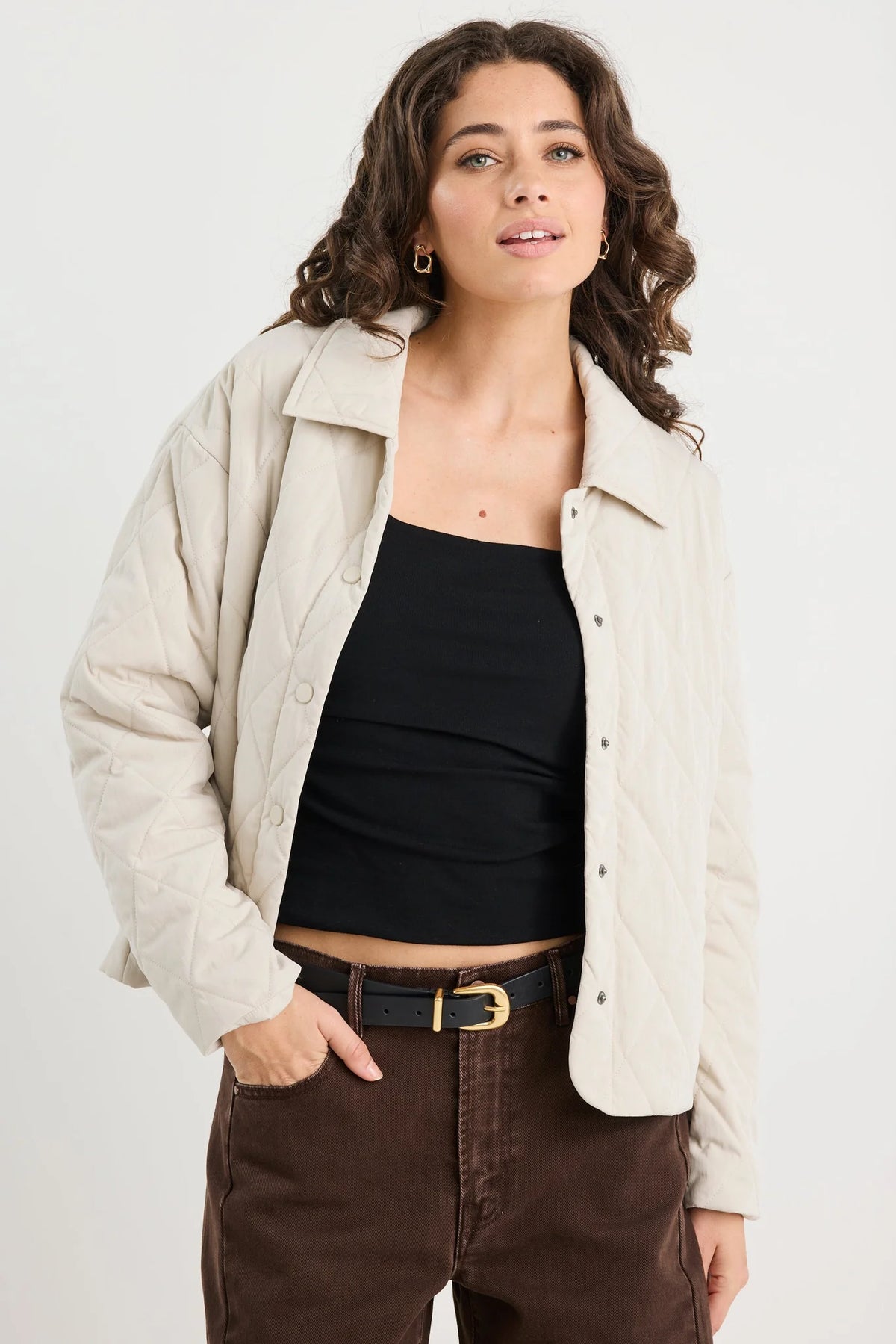 Absolute Putty Collared Quilted Puffer Jacket