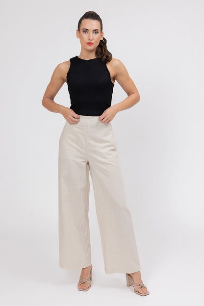 Essential Wide Leg Suit Pant Oatmeal