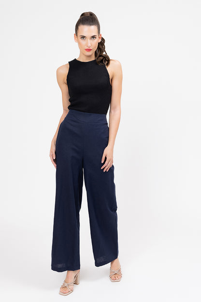 Essential Wide Leg Suit Pant Navy