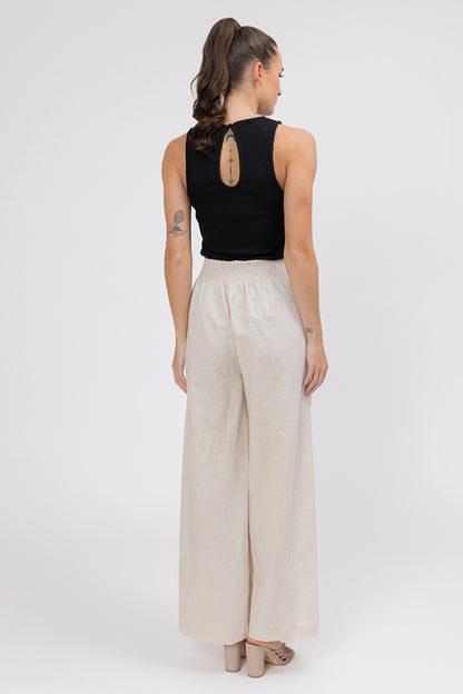 Essential Wide Leg Suit Pant Oatmeal