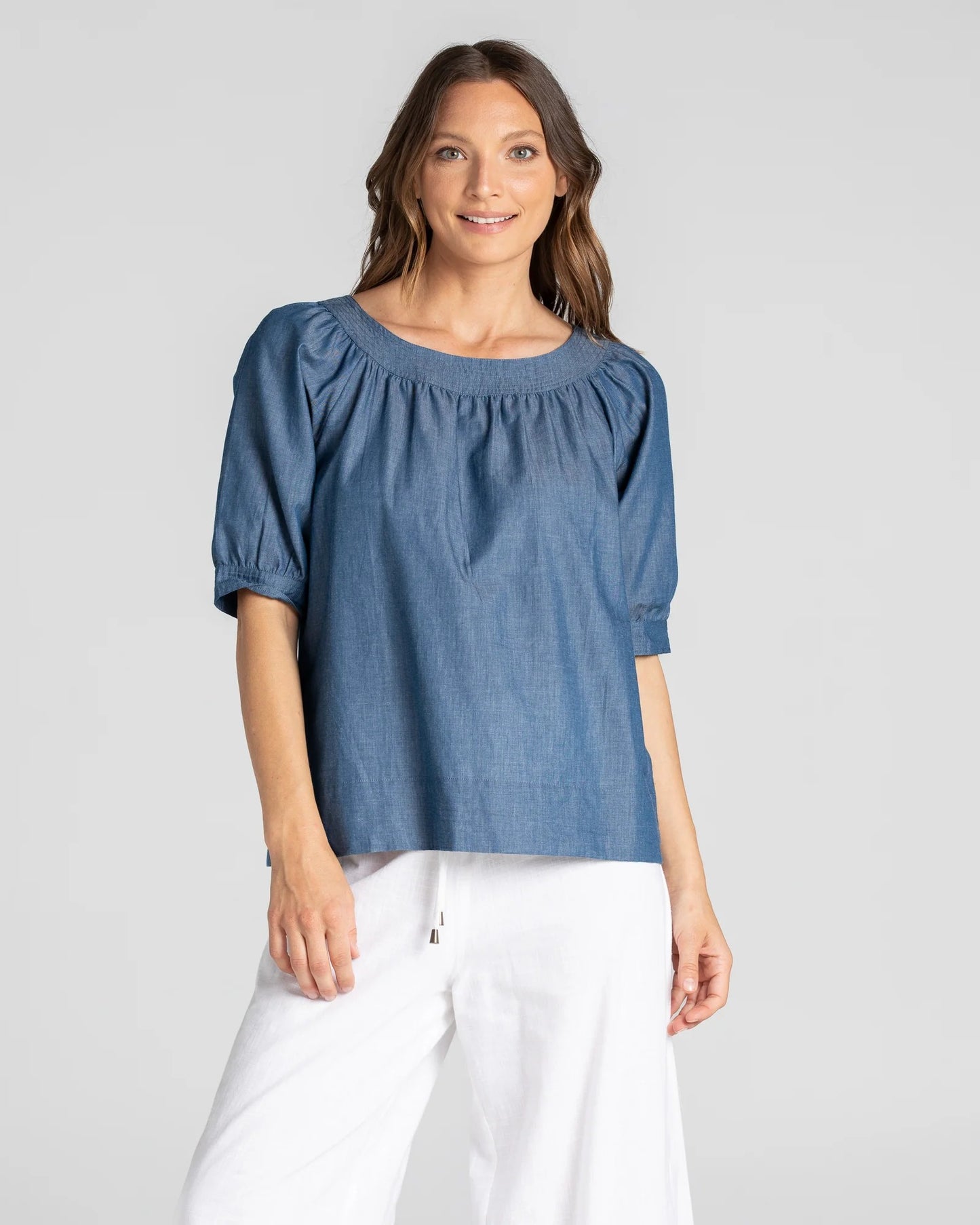 Ava Top Chambray