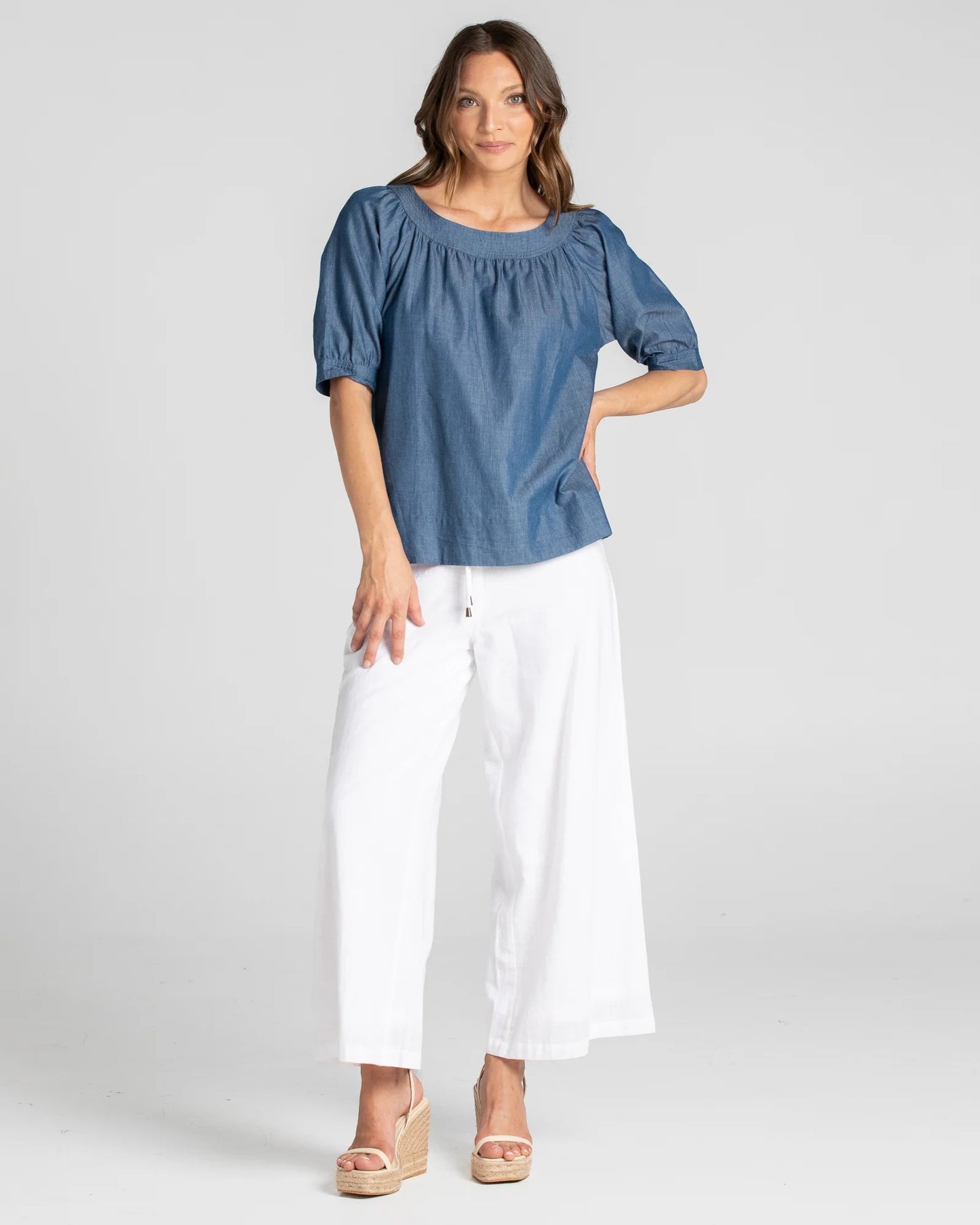 Ava Top Chambray