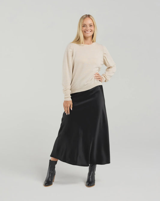 Astor Pleat Sleeve Knit Light Gold