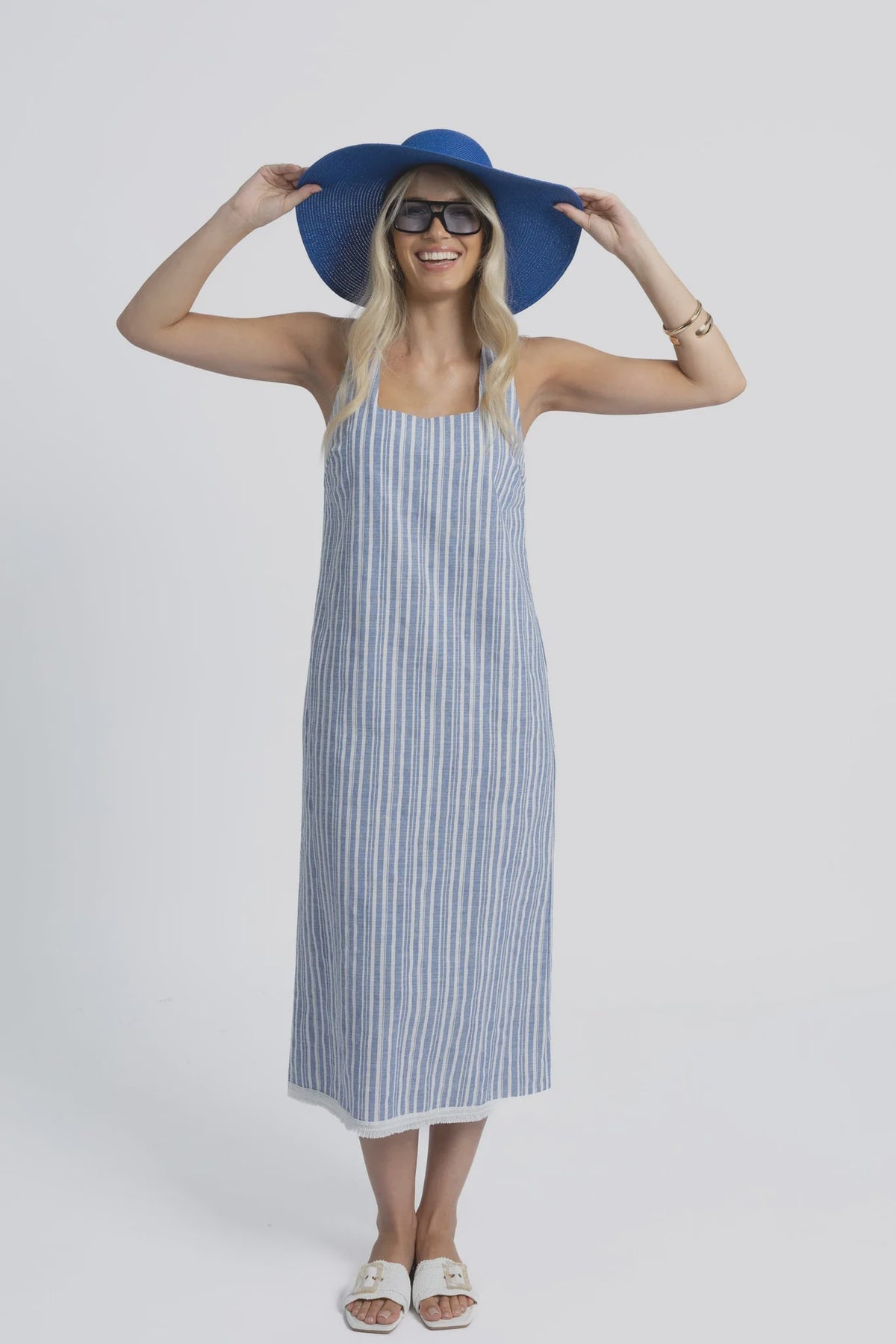 Blaire Dress Blue Stripe