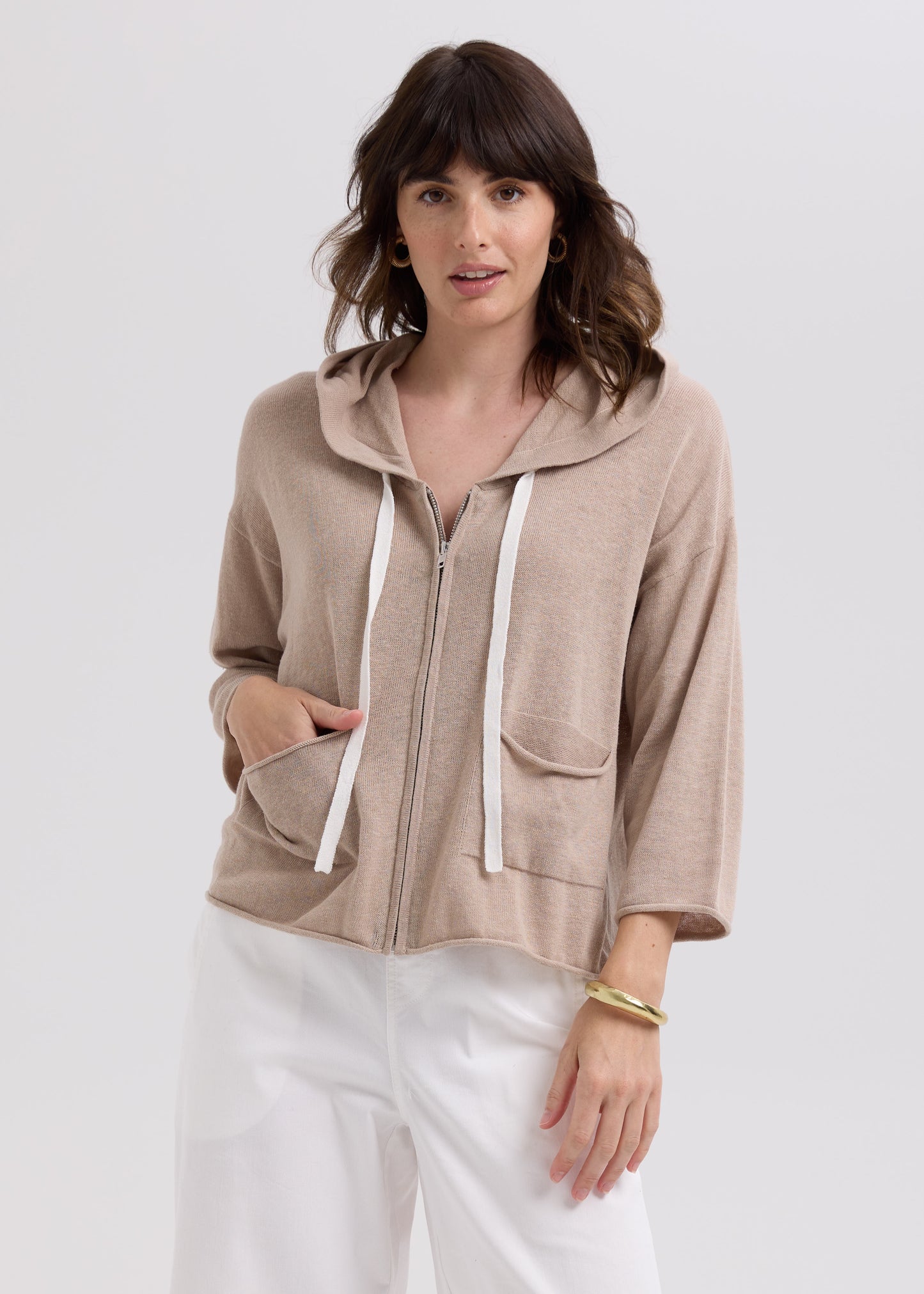 Linen Hoodie Taupe
