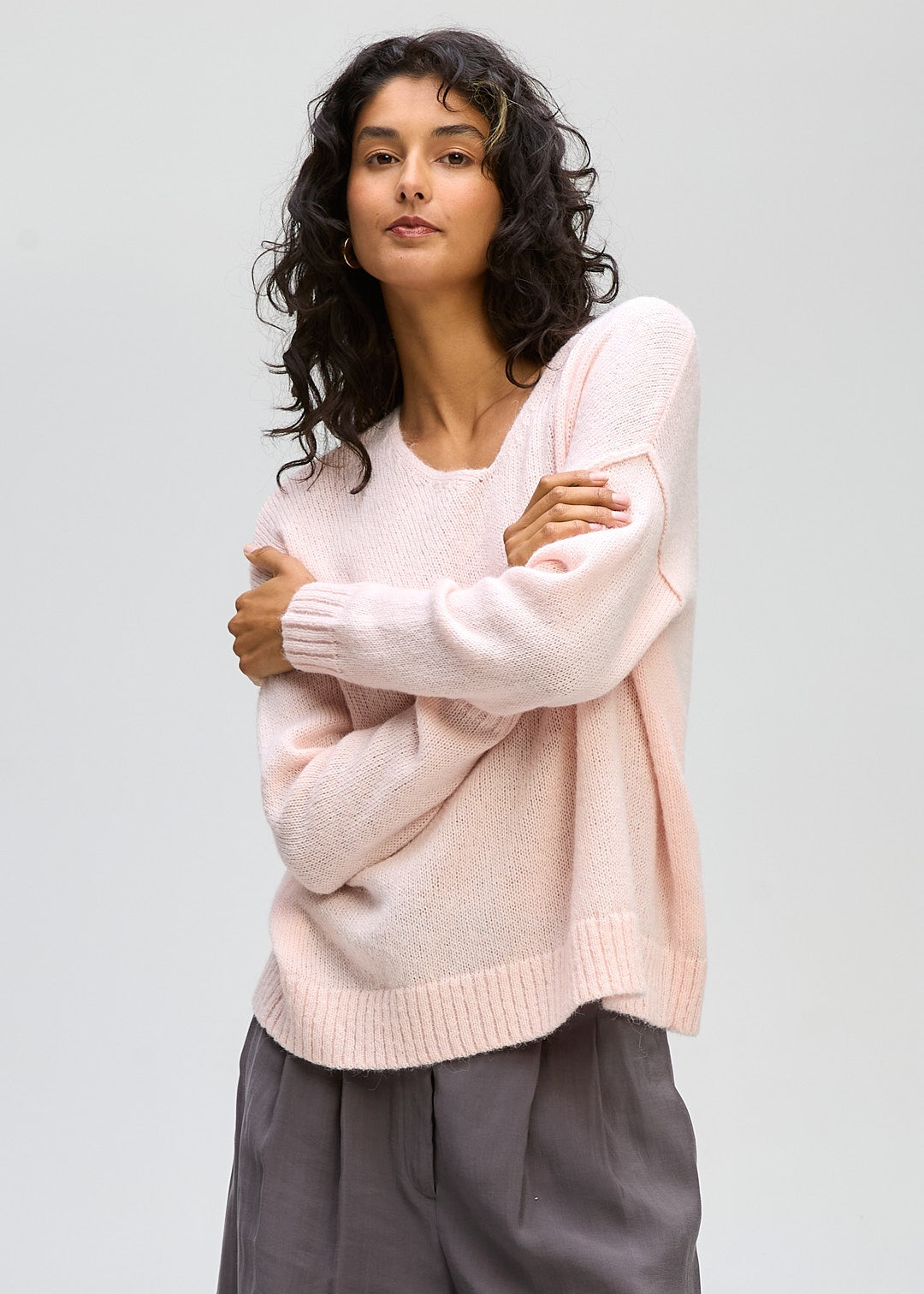 Hug Me V Neck Fluffy Blush