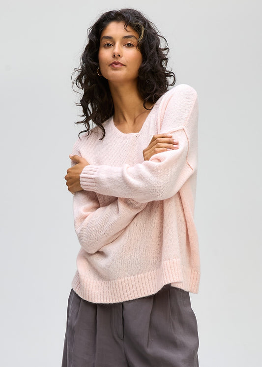 Hug Me V Neck Fluffy Blush