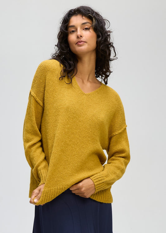 Hug Me V Neck Fluffy Ochre