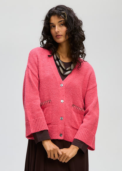 Boxy Detail Cardi Hibiscus