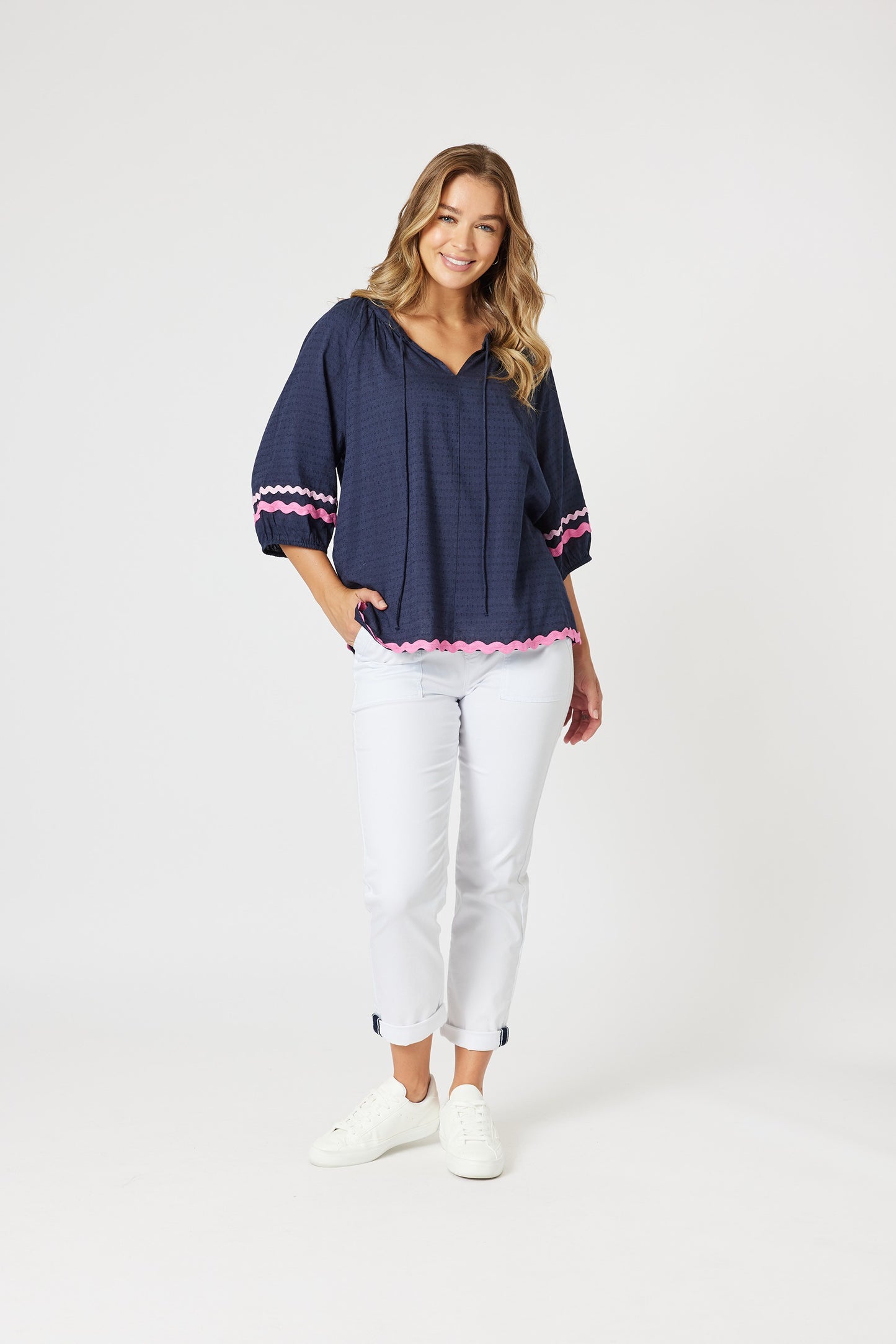Ric Rack Top Navy