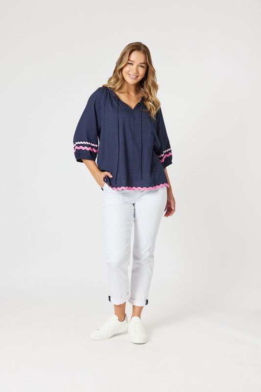 Ric Rack Top Navy