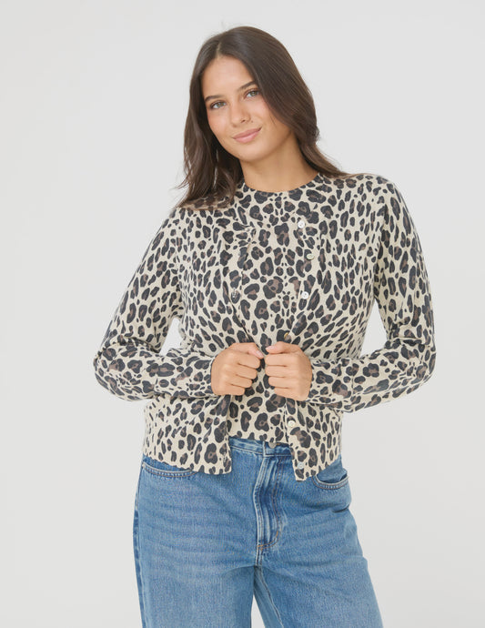 Jackie Knit Cardigan Leopard