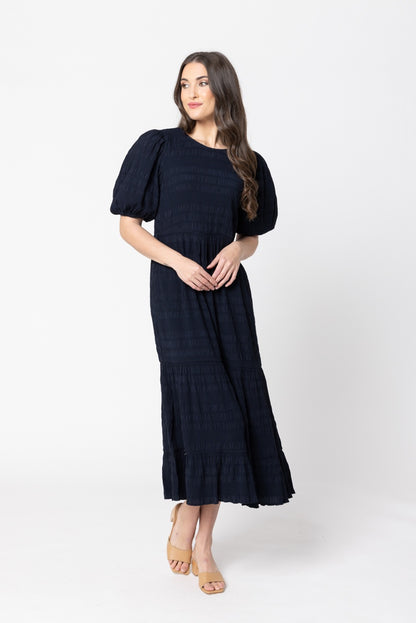 Carefree Smock Midi Dress Navy