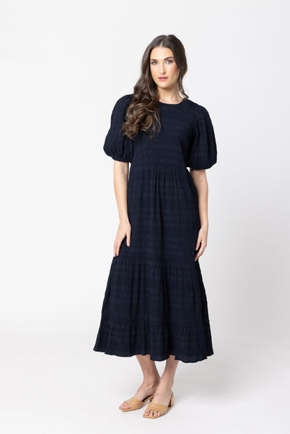 Carefree Smock Midi Dress Navy