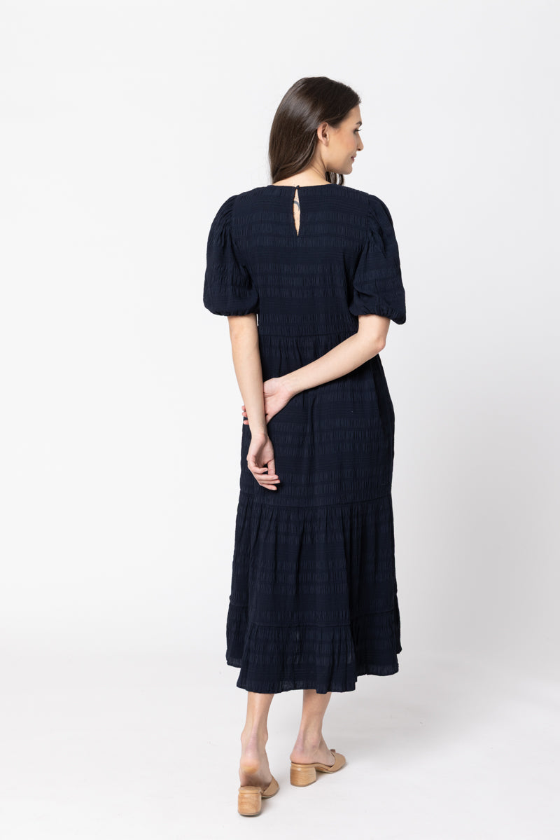 Carefree Smock Midi Dress Navy