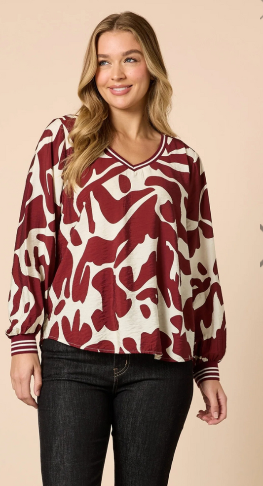 Aspen Print Top Shiraz
