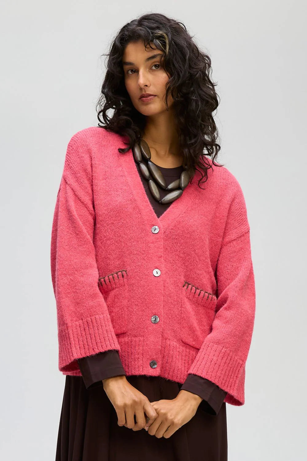 Boxy Detail Cardi Hibiscus