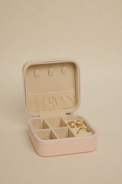 Square Pink Jewellery Travel Case