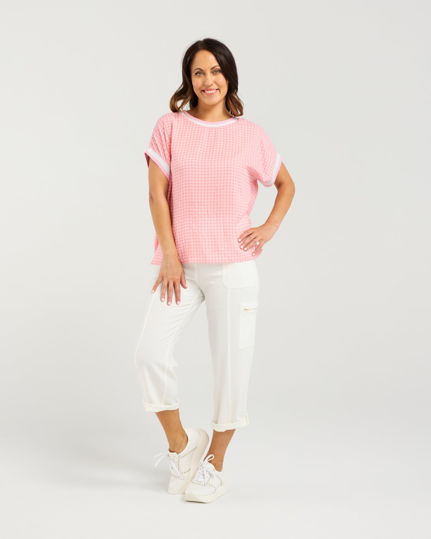 Olivia Top Pink Check