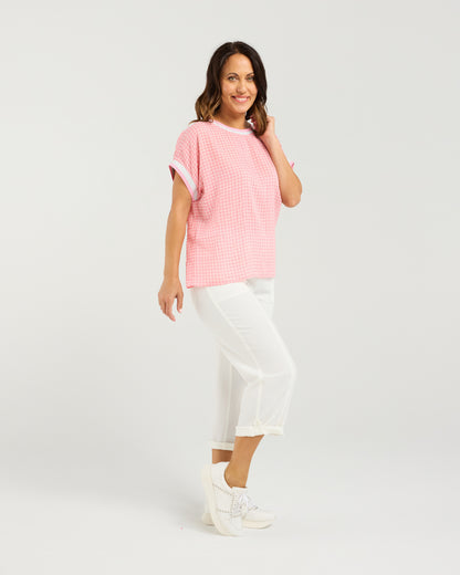 Olivia Top Pink Check