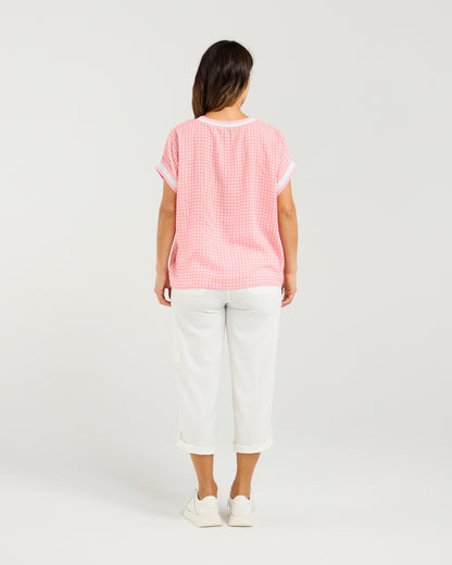 Olivia Top Pink Check