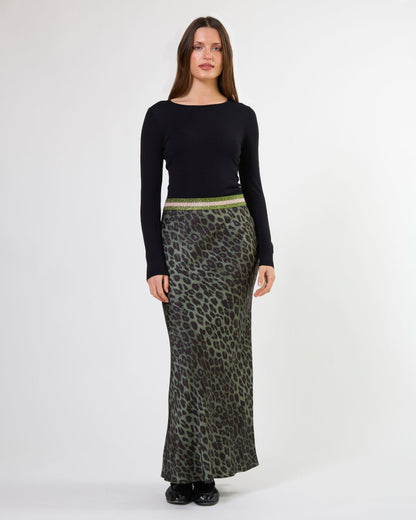 Bretta Skirt Khaki Leopard