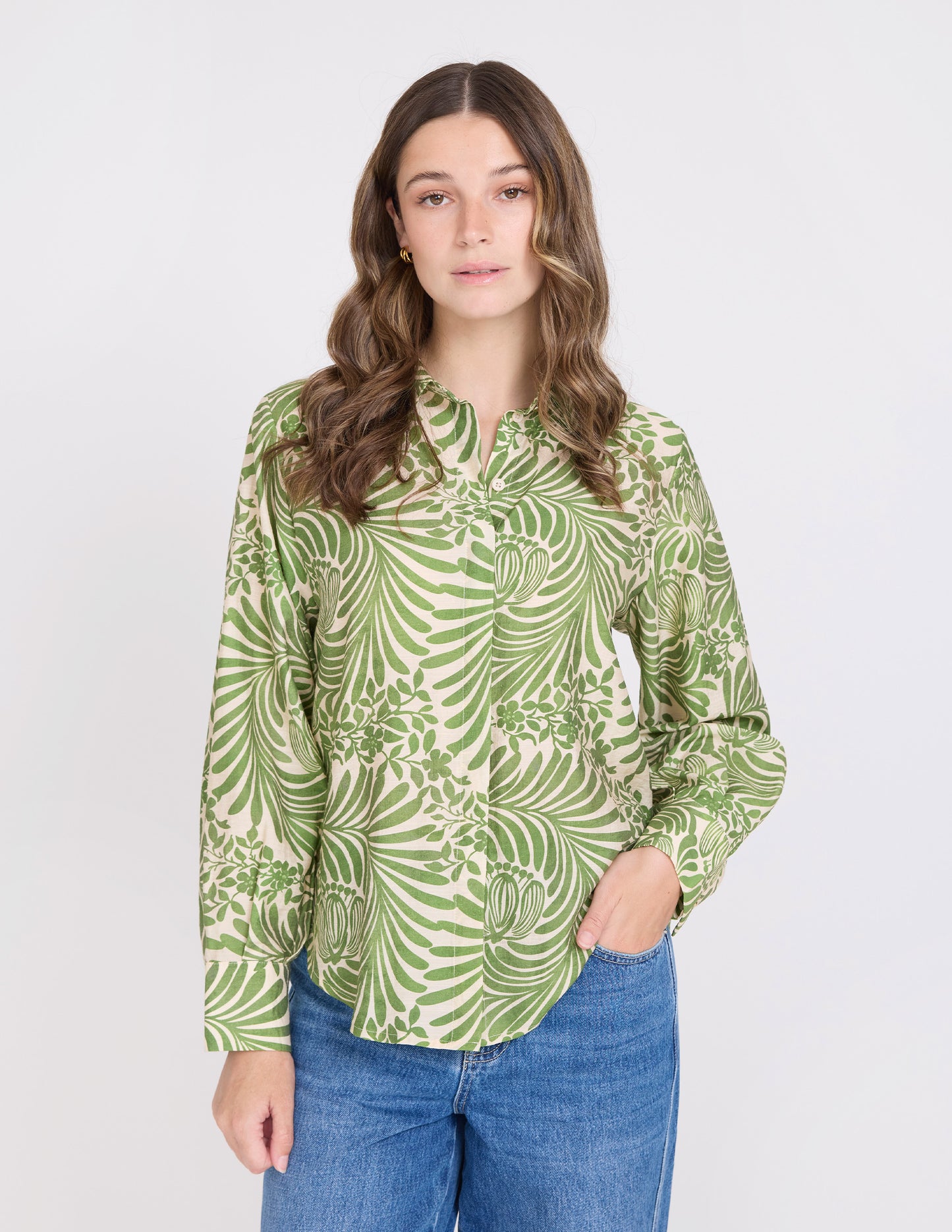 Chloe Blouse Lime Flora