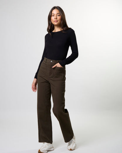 Dina Long Pant Dark Khaki