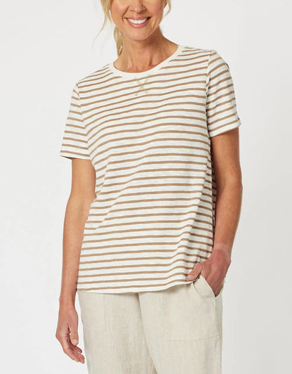 Classic Stripe Tee Caramel