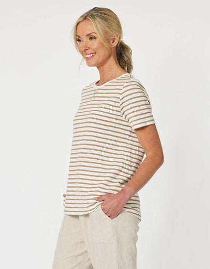 Classic Stripe Tee Caramel