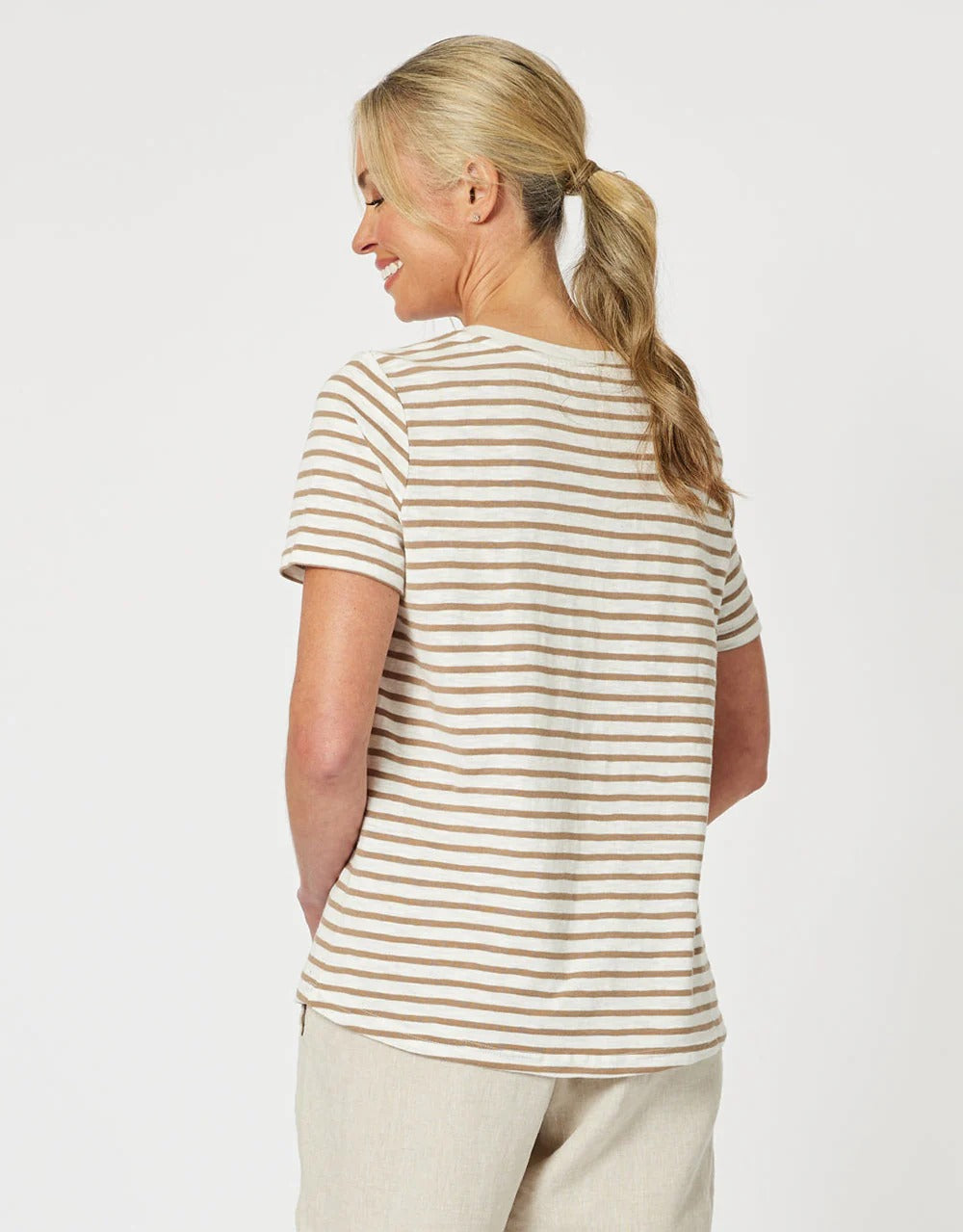 Classic Stripe Tee Caramel