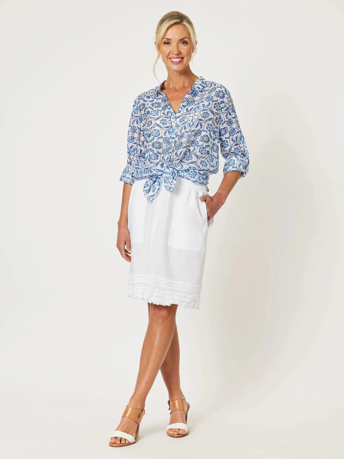 Ruffle Hem Skirt White