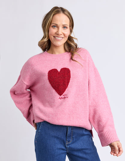 Intersia Heart Knit Quartz