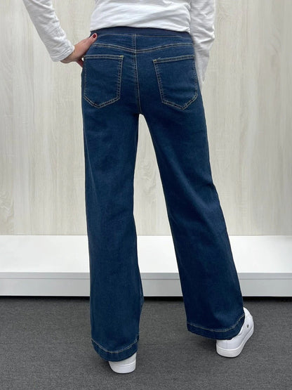 Maddy Pull On Wide Leg Jean Dark Denim