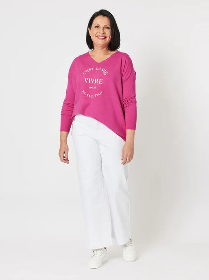 Maddy Pull On Wide Leg Jean White