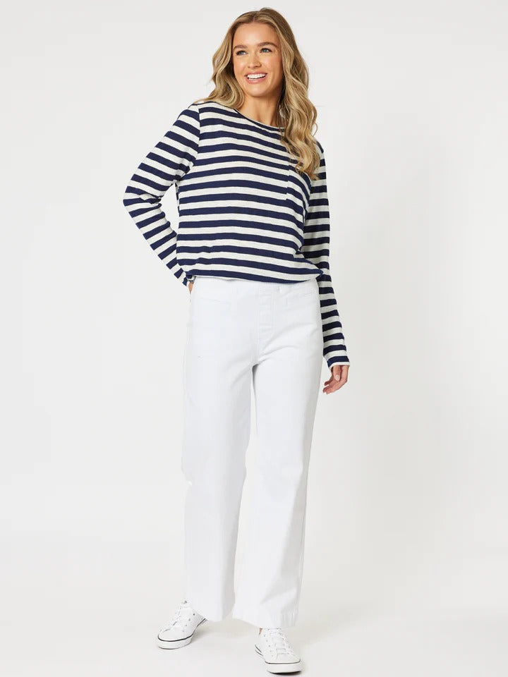 Maddy Pull On Wide Leg Jean White