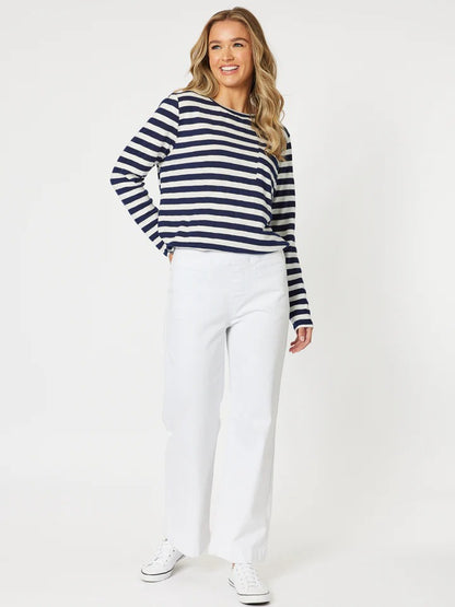 Maddy Pull On Wide Leg Jean White