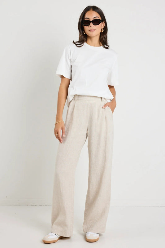 Bestow Natural Linen Wide Leg Pant