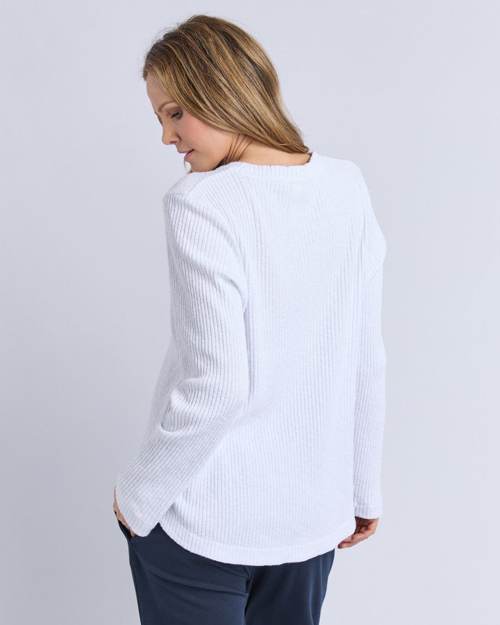 Veronica Rib LS Tee White